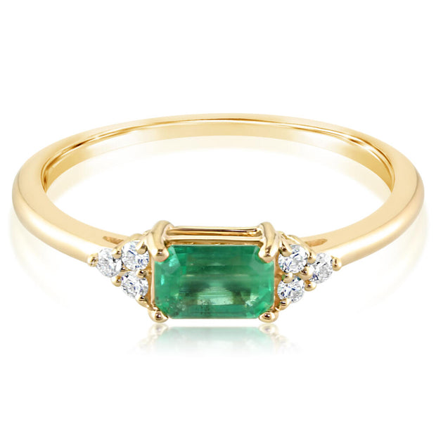 14K Yellow Gold Emerald/Diamond Ring