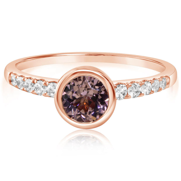 14K Rose Gold Lotus Garnet/Diamond Ring