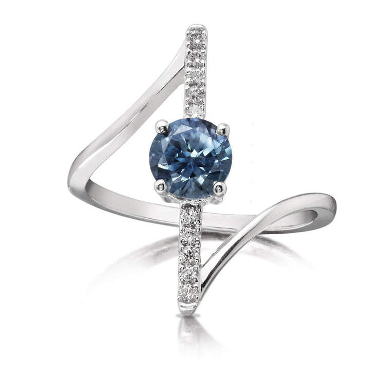 14K White Gold Montana Sapphire/Diamond Ring