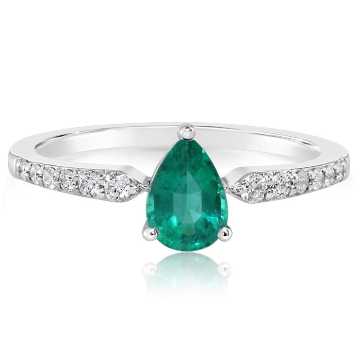 14K White Gold Emerald/Diamond Ring