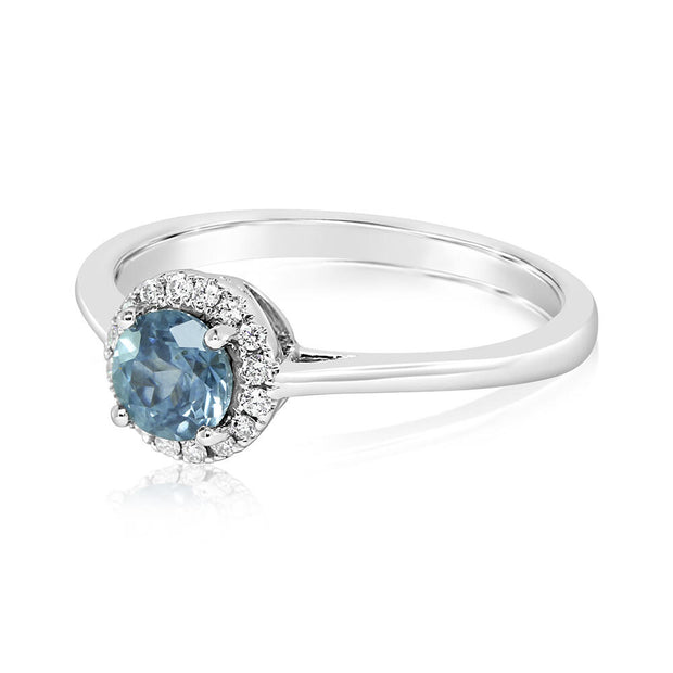 14K White Gold Montana Sapphire/Diamond Ring