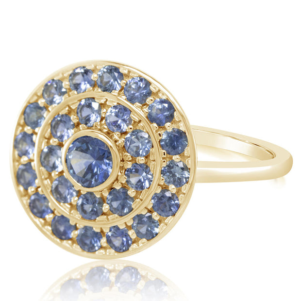 14K Yellow Gold Montana Sapphire/Diamond Ring