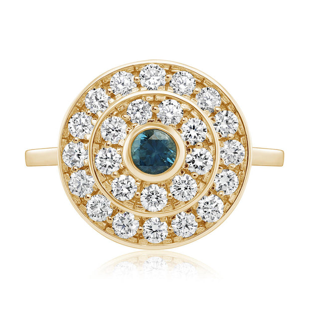 14K Yellow Gold Montana Sapphire/Diamond Ring