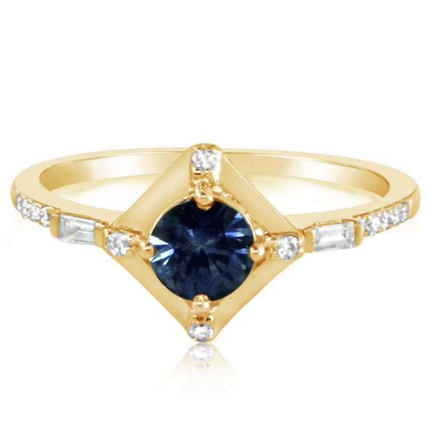 14K Yellow Gold Montana Sapphire/Diamond Ring