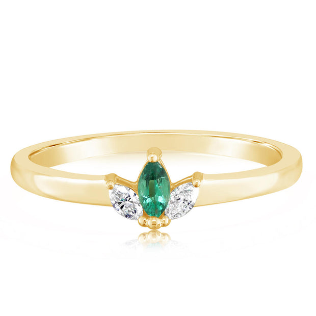 14K Yellow Gold Emerald/Diamond Ring