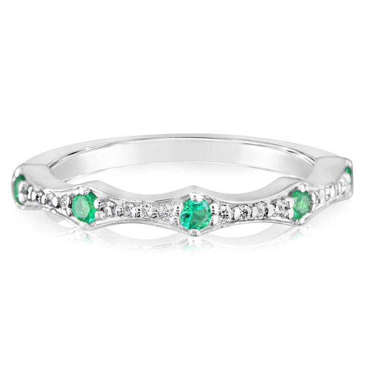 14K White Gold Emerald/Diamond Ring