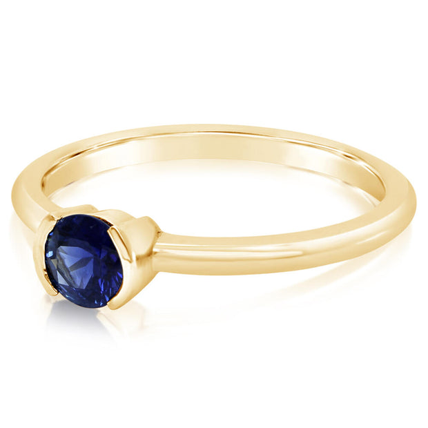14K Yellow Gold Blue Sapphire Ring