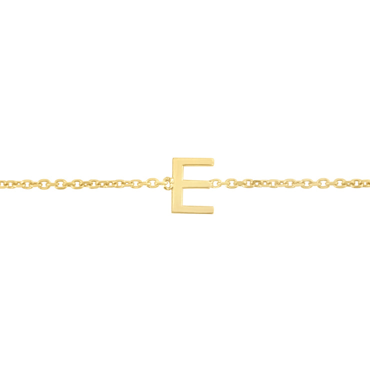14K Mini Initial E Bracelet