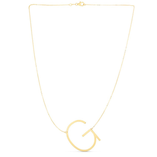 14K Gold Large Initial G Necklace