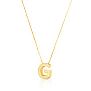 14K Gold Block Letter Initial G Necklace