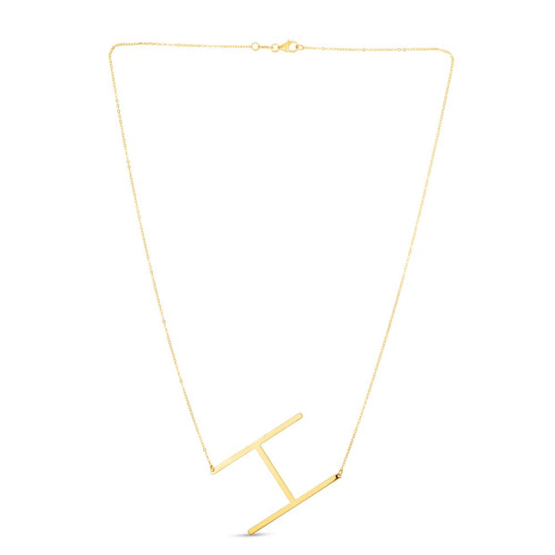 14K Gold Large Initial H Necklace