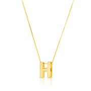 14K Gold Block Letter Initial H Necklace
