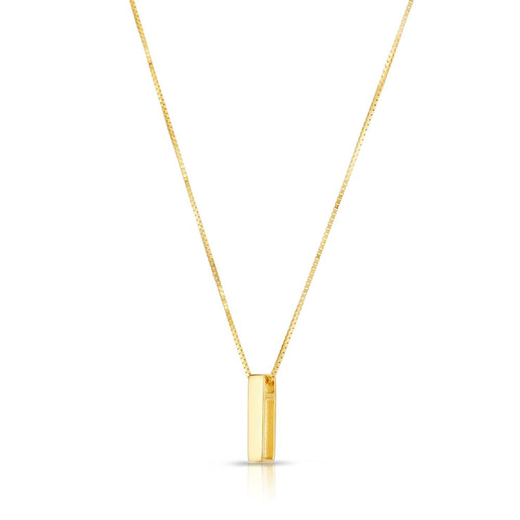 14K Gold Block Letter Initial I Necklace