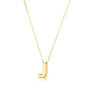 14K Gold Block Letter Initial J Necklace