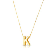 14K Gold Block Letter Initial K Necklace