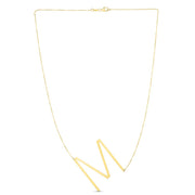 14K Gold Large Initial M Necklace