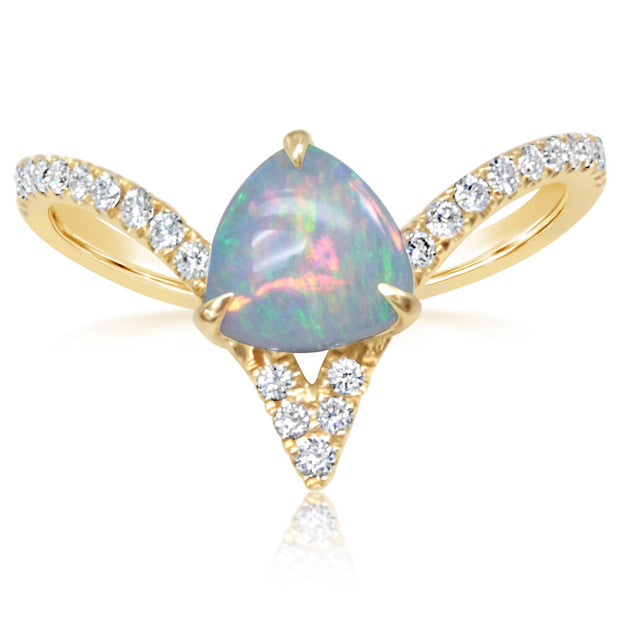 14K Yellow Gold Australian Opal/Diamond Ring