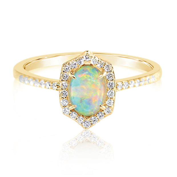 14K White Gold Australian Opal/Diamond Ring