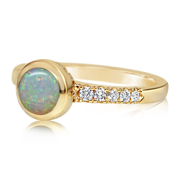 14K White Gold Australian Opal/Diamond Ring