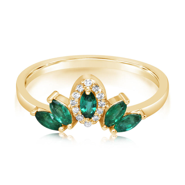 14K Yellow Gold Emerald/Diamond Ring