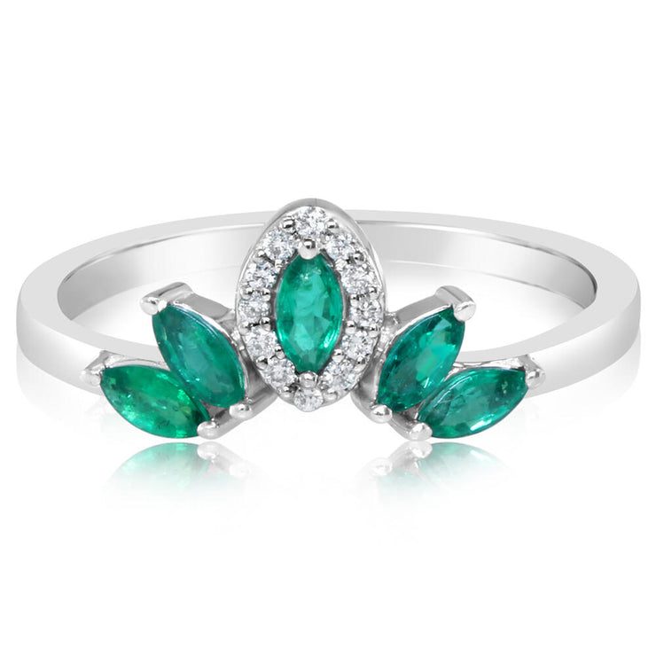 14K White Gold Emerald/Diamond Ring