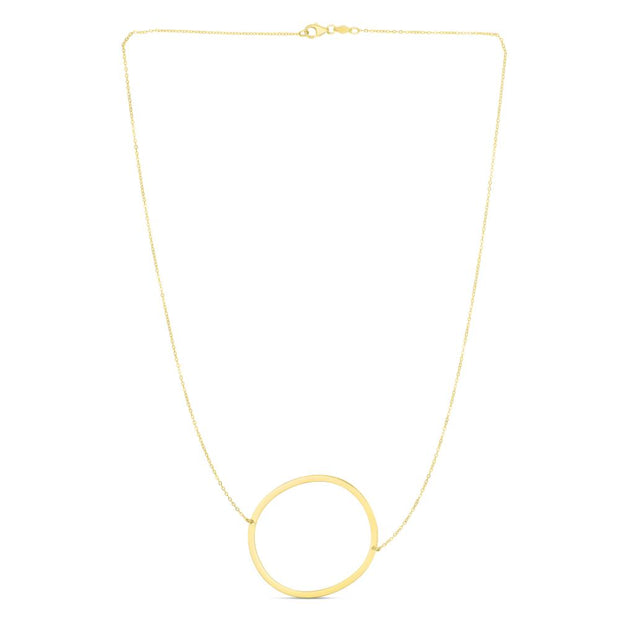 14K Gold Large Initial O Necklace