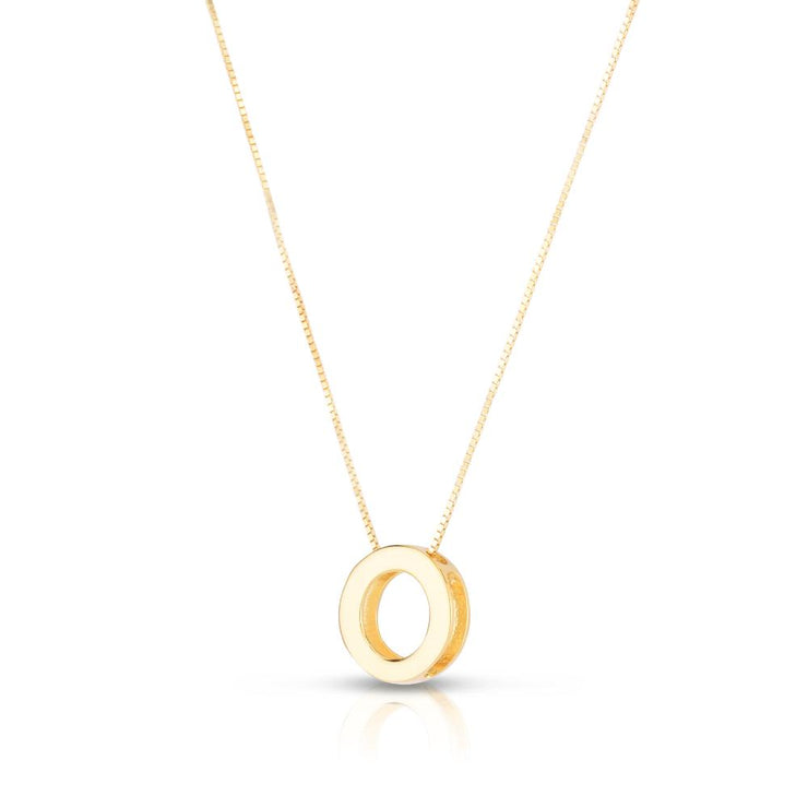 14K Gold Block Letter Initial O Necklace