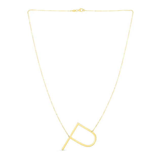 14K Gold Large Initial P Necklace