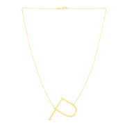 14K Gold Large Initial P Necklace