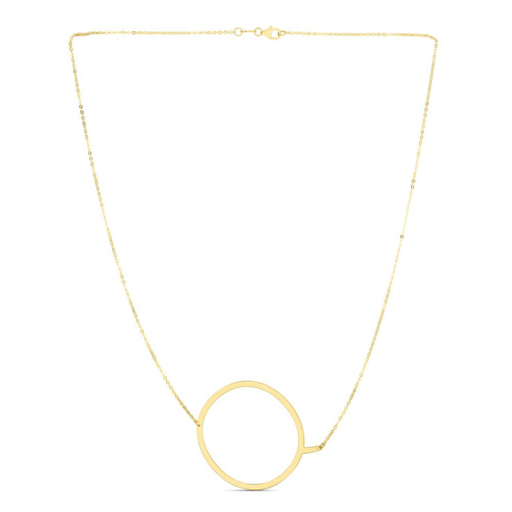 14K Gold Large Initial Q Necklace