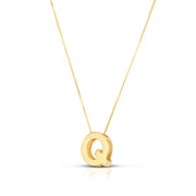14K Gold Block Letter Initial Q Necklace