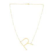 14K Gold Large Initial R Necklace