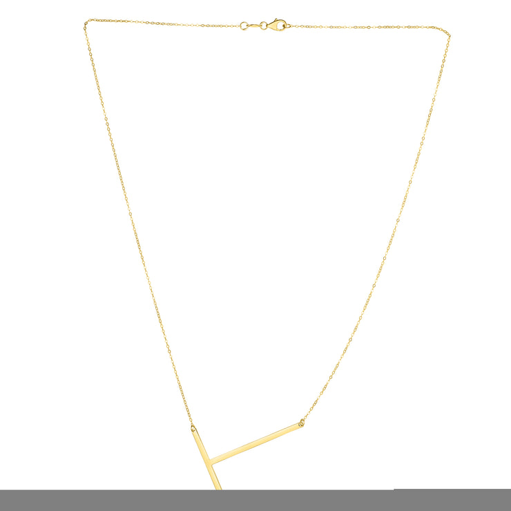 14K Gold Large Initial T Necklace