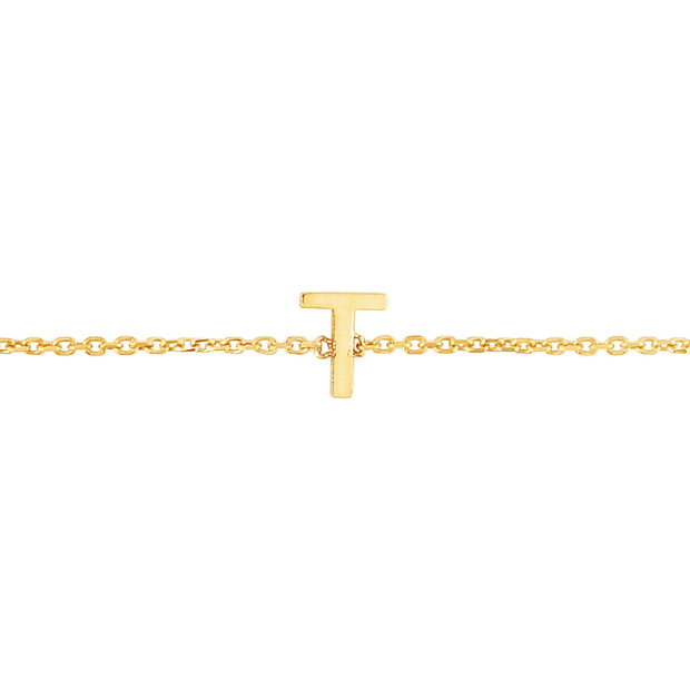 14K Mini Initial T Necklace