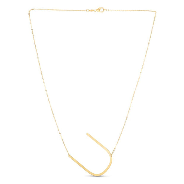 14K Gold Large Initial U Necklace