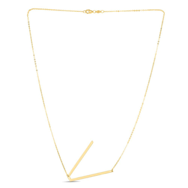 14K Gold Large Initial V Necklace