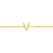 14K Mini Initial V Necklace