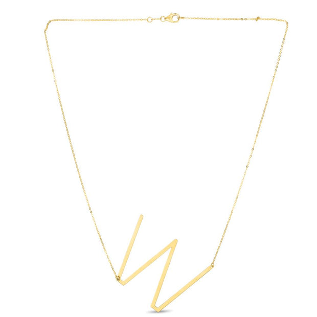 14K Gold Large Initial W Necklace