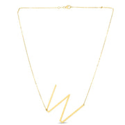 14K Gold Large Initial W Necklace