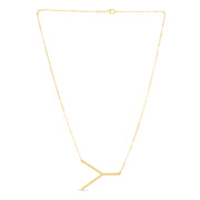 14K Gold Large Initial Y Necklace