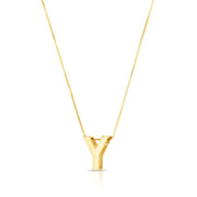 14K Gold Block Letter Initial Y Necklace