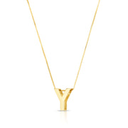 14K Gold Block Letter Initial Y Necklace