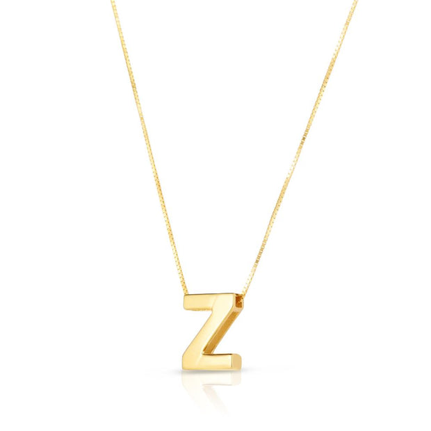 14K Gold Block Letter Initial Z Necklace