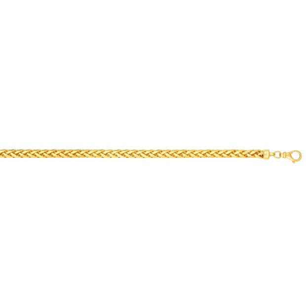 14K Gold 8.5"" 4mm Diamond Cut Round Franco Chain