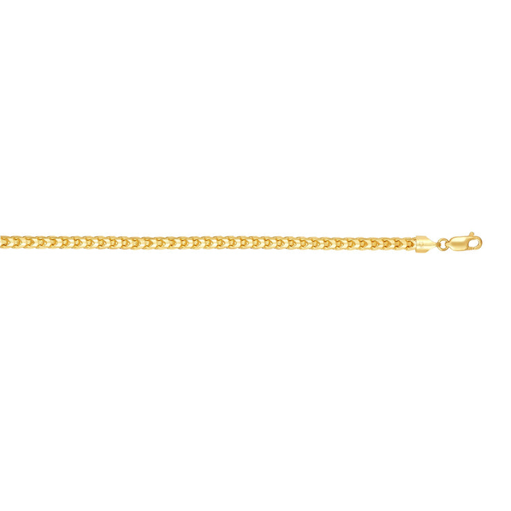 14K Gold 22"" 5mm Diamond Cut Round Franco Chain