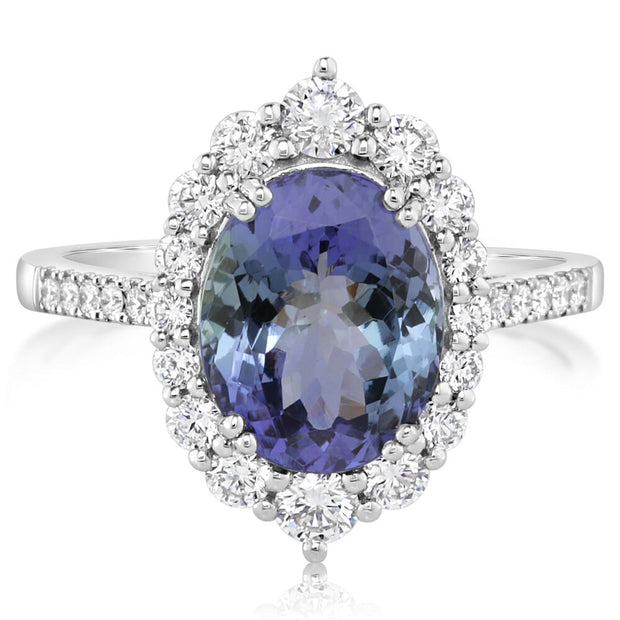 Platinum Peacock Tanzanite/Diamond Ring