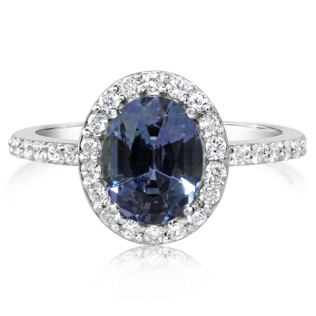 14K White Gold Peacock Tanzanite/Diamond Ring