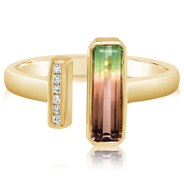 14K Yellow Gold Bi-Color Tourmaline Ring