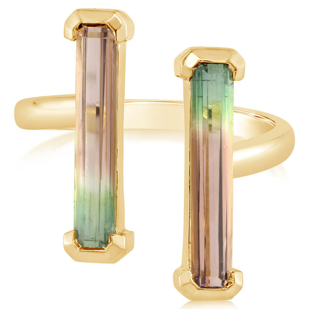 14K Yellow Gold Bi-Color Tourmaline Ring