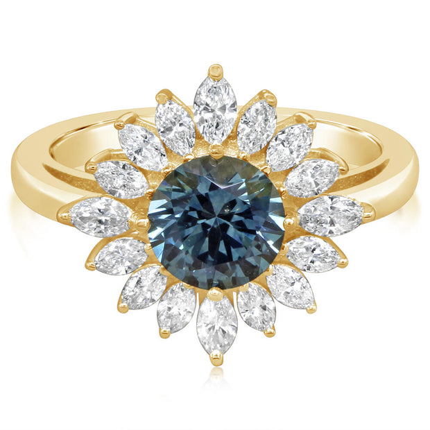 18K Yellow Gold Montana Sapphire/Diamond Ring